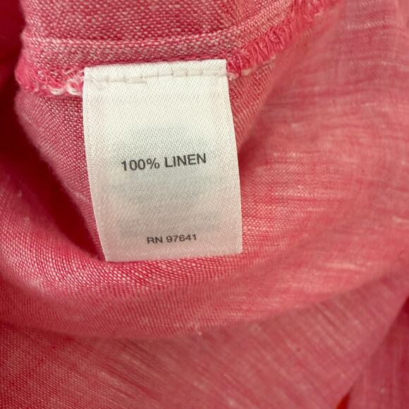 J.Jill 100% Linen Button Down Tunic | Red Pink Long Sleeve Shirt minimalist | L - Picture 6 of 10